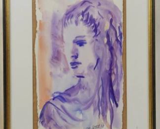 1364 - Signed Watercolor Frame 1959 20.5x14.5