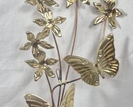 4024 - Metal Butterfly Mid-Century Wall Decor 24 x 8 brass & copper