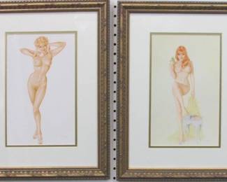 9071 - SET OF 2 PIN UP GIRLS BY ALBERTO VARGAS 14.5 X 19