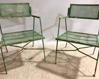 9192 - Pair Russell Wright Metal Arm Chairs 31 x 20 x 21
