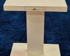 9282 - Alden Parkes White Lacquer Table w/ Cup Tray 22 x 17 x 10