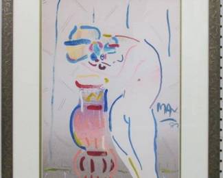 9048 - NUDE WITH VASE GICLEE BY PETER MAX 21 X 25.5