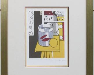 9082 - STILL LIFE W/ GOLDFISH 1 PRINT BY ROY LICHTENSTEIN - 13.5 X 16