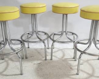 6052 - 4 Vintage Chrome Base Swivel Bar Stools 30 x 14