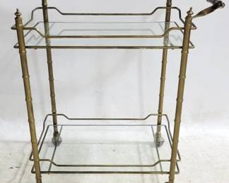 6037 - Vintage Bamboo Brass & Glass Bar Cart 32 x 17 x 28