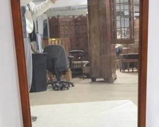 6017 - Vintage Mid-Century Cane Inset Mirror 47.5 x 26.5