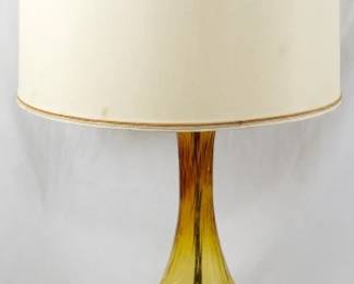 821 - Amber Mid Century Glass Lamp 37.5 You are buying a used as-is electric/electronic item. We do not guarantee all components are present, and if it is not expressly stated, it is untested.