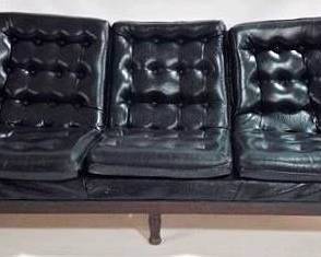 9229 - Vintage Mid-Century Vegan Leather Sofa by Caraway Furniture 31 x 85 x 29
