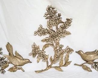 7506 - Vintage Syroco Dogwood 3 pc Wall Decor Middle piece 20 x 13