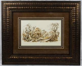 1564 - Fabrizio Clerici 1967 Book Plate Sketch From Orlando Furioso 21x26