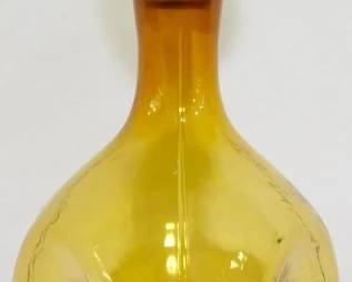 1666 - Blenko Amber Glass Pinched Decanter 12.5"