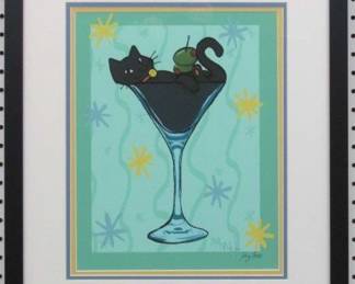 9040 - O’LOVE MY MARTINI HAND SIGNED GICLEE BY IVY LOWE 18.5 X 21.5