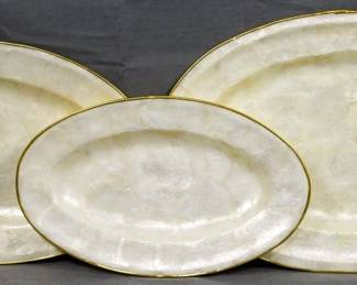 673 - 3 Oval Mother of Pearl Capiz Platters 14x9.5