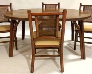 9289 - Vintage Bamboo 5pc Dinette Set table 27 x 42 with 15" leaf chairs 32 x 20 x 18
