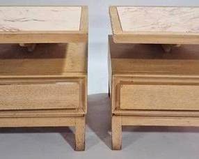 9219 - Pr American of Martinsville Marble Top Stands one drawer 20 x 21 x 20