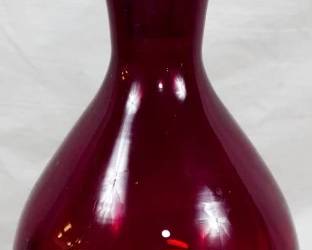 572 - Vintage Ruby Red Glass Decanter 15"