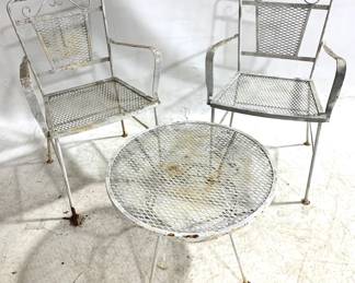 3030 - Vintage Metal Table & Chairs Set Table - 16" x 21" Chairs - 32" x 19" x 16"