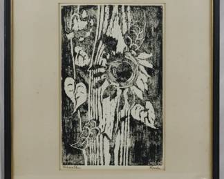 1317 - Hovda "Helianthus" Wood Block Print 26.5x20
