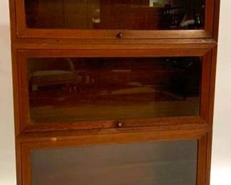 9202 - Mid-Century Walnut 3 Stack Barrister Bookcase 51 x 35 x 12