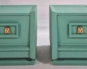 9244 - Pair Upcycled MCM Bedside Stands 23 x 22 x 23