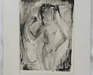 1449 - Unsigned Charcoal Nude - 18x14