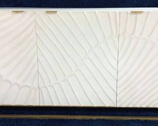 4351 - Wildwood White Beveled 3-Door Sideboard Glass Top & Brass Accents 32.5 x 65 x 19.5