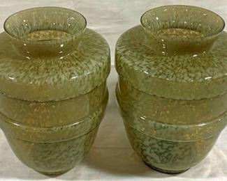9332 - Pair Art Glass Vases 10"