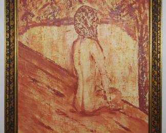 1274 - Nude by G Morgan Terracotta Paint on Board 26.5x18.5
