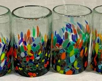 9366 - 4 Mottled Art Glass 5" Tumblers