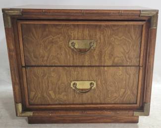 6003 - MCM Campaign 2-Drawer Nightstand, Brass Trim 23 x 26 x 18
