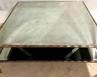 9198 - Contemporary Mirrored 2 Tier Cocktail Table 19 x 48 x 48