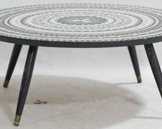 300 - Mid-Century Mosaic Inlaid Coffee Table 14x36