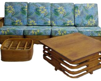 372 - Vintage Paul Frankl 6 pc Sectional Set Couch: 31x98x37