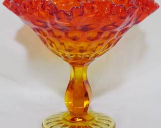 1601 - Fenton Ruffle Top Thumbprint Pedestal Compote 7x7.5"