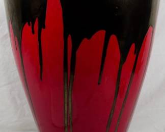 691 - Monumental Haeger Red Drip Glaze Vase 25"