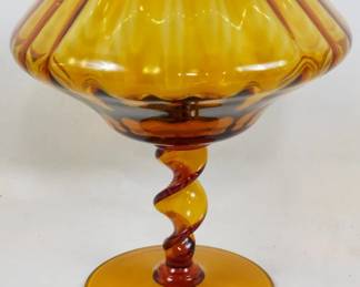 1193 - Amber Compote 8.5"