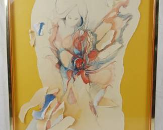 1430 - Signed Abstract Mixed Paper Art Collage 33 x 23.5