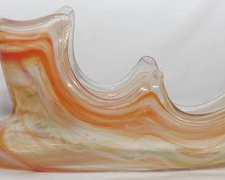 1609 - Mid Century Glass Swan 6x15x3.5