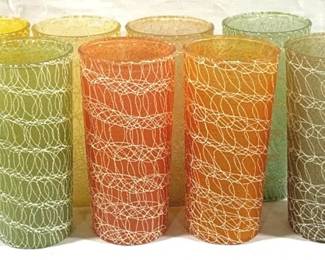 9528 - 8 Spaghetti String GlLass Tumblers - 6.25" Tall