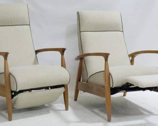 294 - Pair Mid-Century Design Reclining Chairs 41x26x35