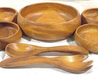 3503 - Wood Salad Bowl Set with Utensils