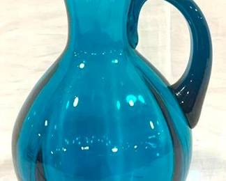 3517 - Blenko Aqua Glass Pitcher - 13.5" Tall
