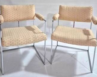 9211 - Pair Milo Baughman MCM Chrome Armchairs 30 x 23 x 23