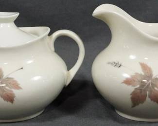 678 - Royal Doulton Tumbling Leaves Creamer & Sugar Creamer and Sugar