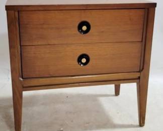 6015 - Stanley Walnut Mid-Century 2-Drawer Nightstand Blemmishes to top 23 x 24 x 15