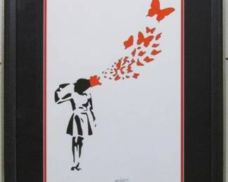 9069 - BUTTERFLY SUICIDE GICLEE BY GRAFFITI ARTIST BANKSY 20 X 26