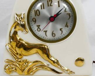 567 - Mid-Century Sessions Deer Mantel Clock 8x7x4 You are buying a used as-is electric/electronic item. We do not guarantee all components are present, and if it is not expressly stated, it is untested.