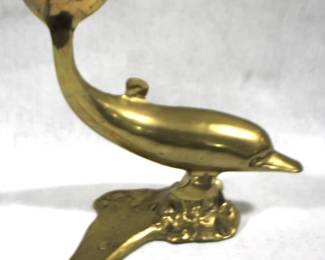 5033 - Brass Dolphin Statue - 12" x 11.5" x 6"