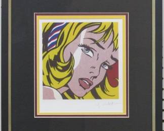 9074 - GIRL W/ RIBBON PRINT BY ROY LICHTENSTEIN 17 X 15