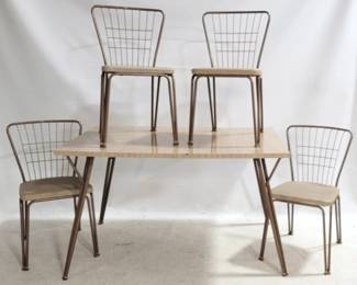 6012 - Daystrom MCM Dinette Set w/ 4 Chairs Table - 29 x 50 x 35 - small chip on edge Chairs - 32 x 16 x 20 - very minor tear on one chair